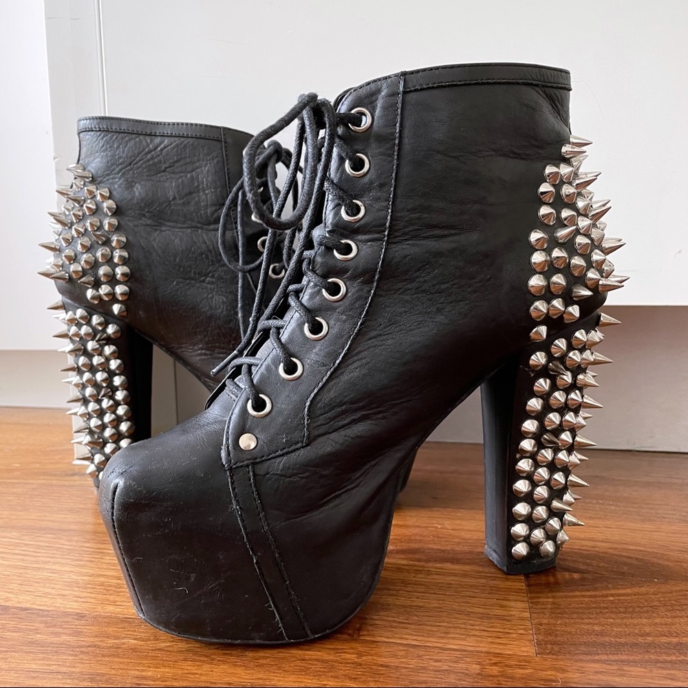 Jeffrey Campbell Spike Litas Black Leather Boots